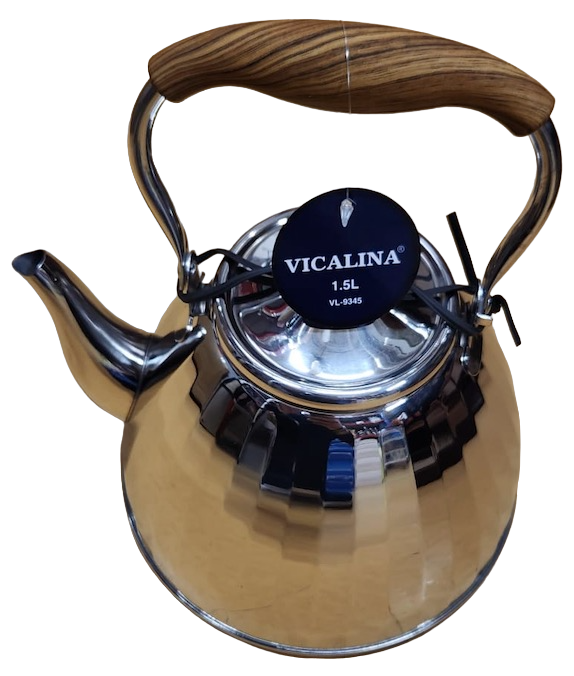 Ibric Ceai VL-9345 Vicalina ARGINTIU 1.5L cu Maner Lemn